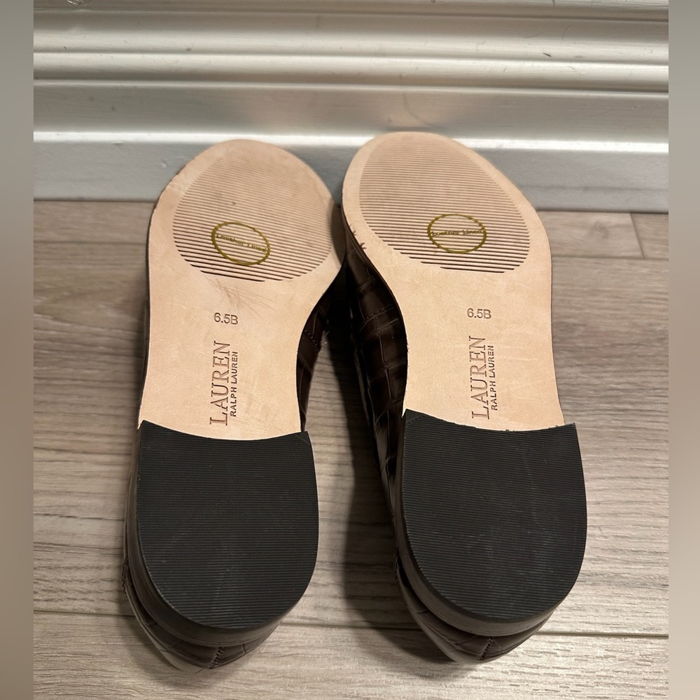 NEW Lauren Ralph Lauren Wynnie Leather Loafers Brown Ladies - Picture 5 of 7